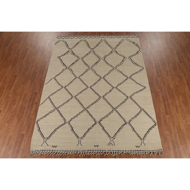 Trellis Modern Moroccan Area Rug Handmade Wool Carpet - 8'2"x 10'10"