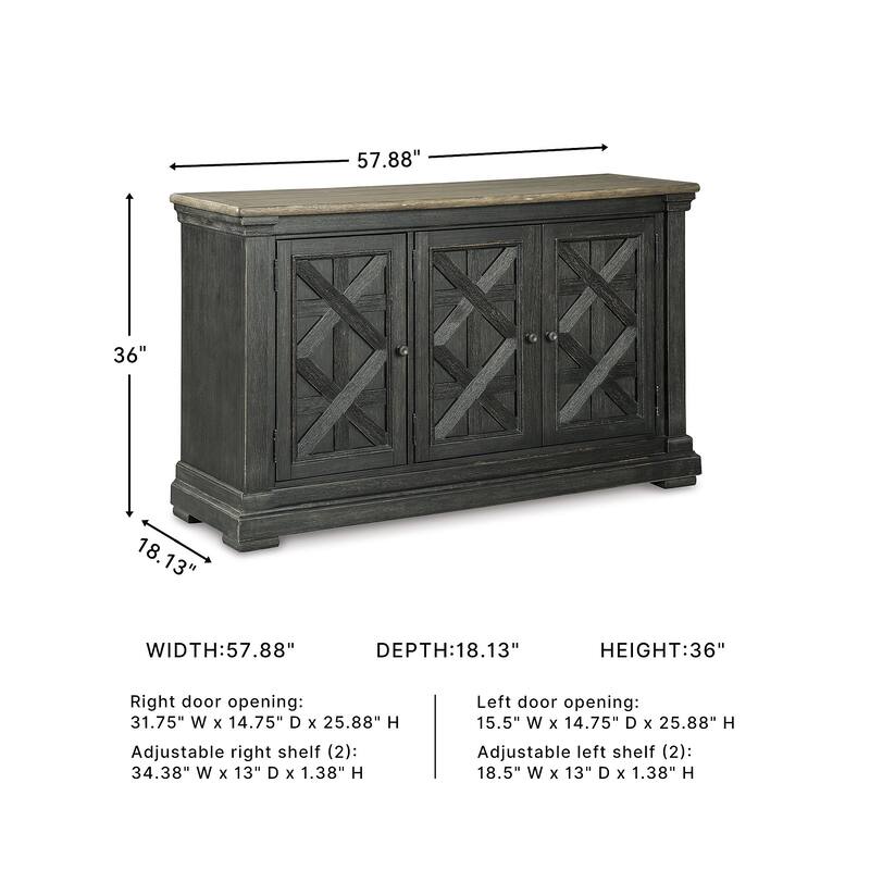 Tyler Creek Lattice Black/Grey Oak Plank Dining Room Server