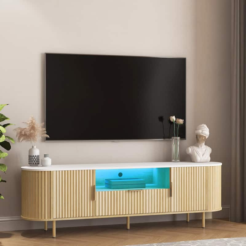 Living Room Floor-standing TV Cabinet with 16 Color LEDs