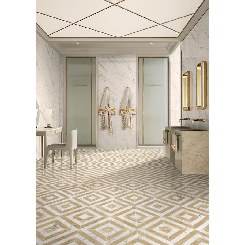 12"×12" Waterjet Polished Natural Stone Marble Tiles for Floor and Wall, 1 Box 8 PCS