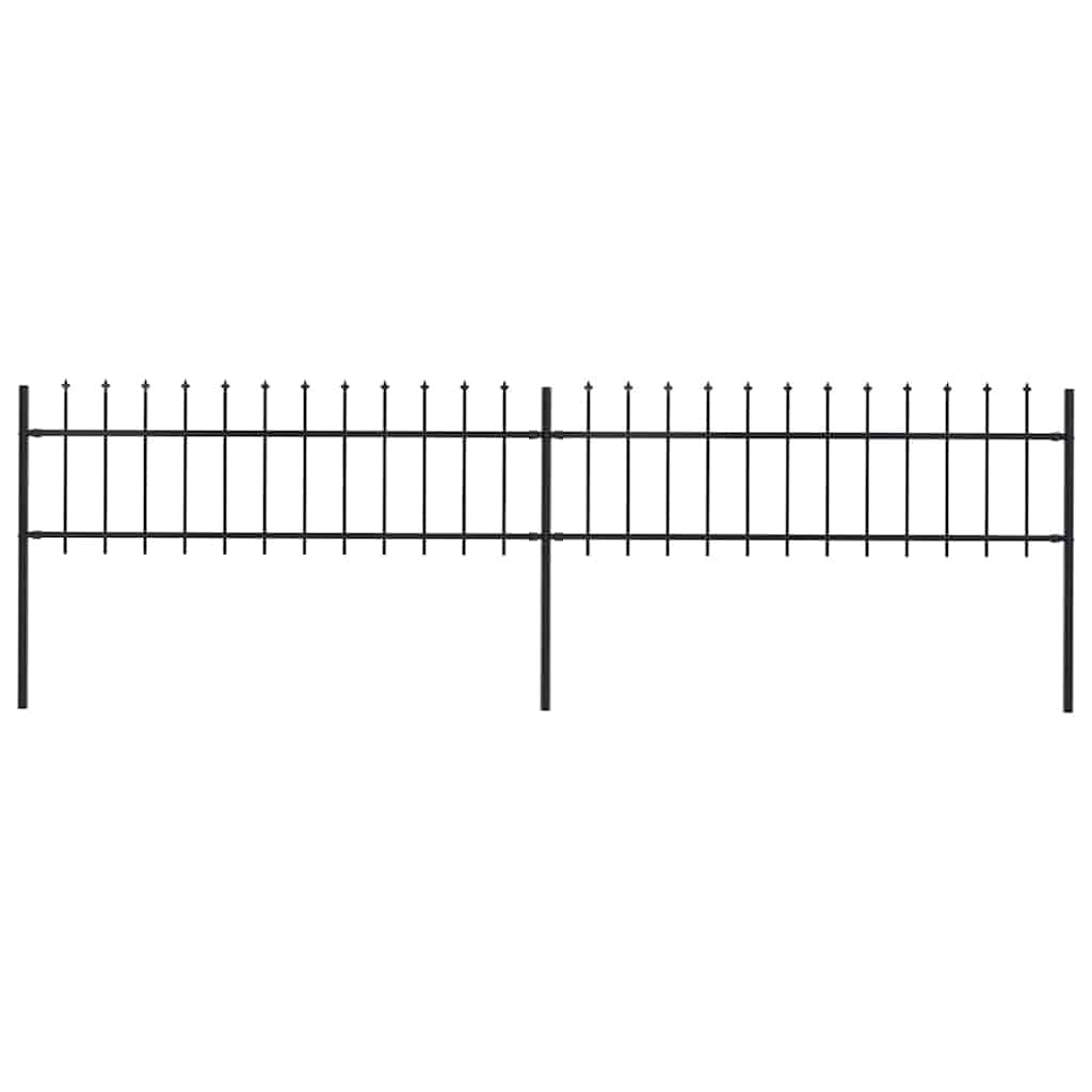 vidaXL Garden Fence with Spear Top Steel 133.9"x23.6" Black - 133.9"x43.3"