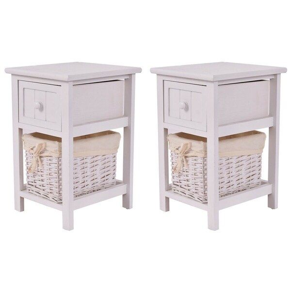Shop Costway Mini Night Stand 2 Layer 1 Drawer Bedside End ...