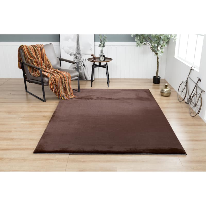 Rabbit-Collection Thick Faux-Fur Area Rug