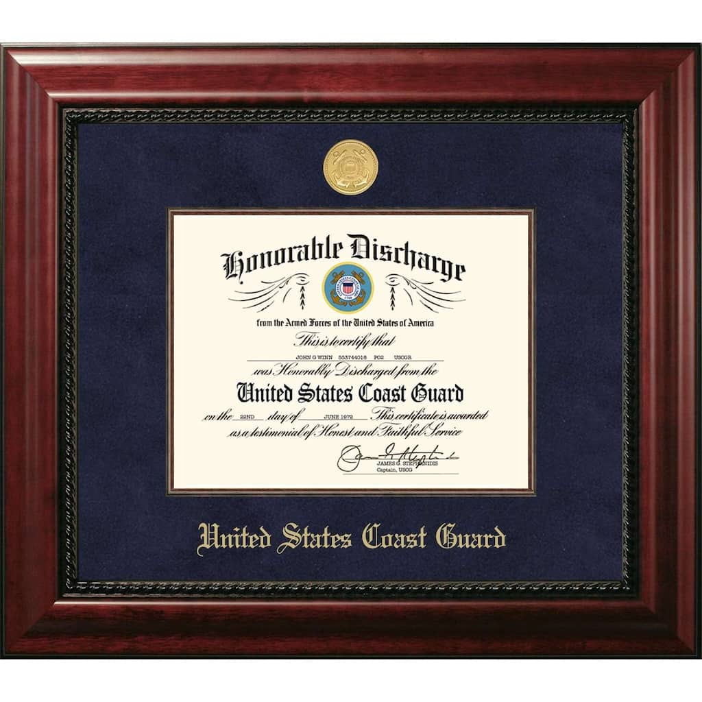 Patriot Frames Coast Guard 8.5x11 Discharge Executive Frame with Gold Medallion