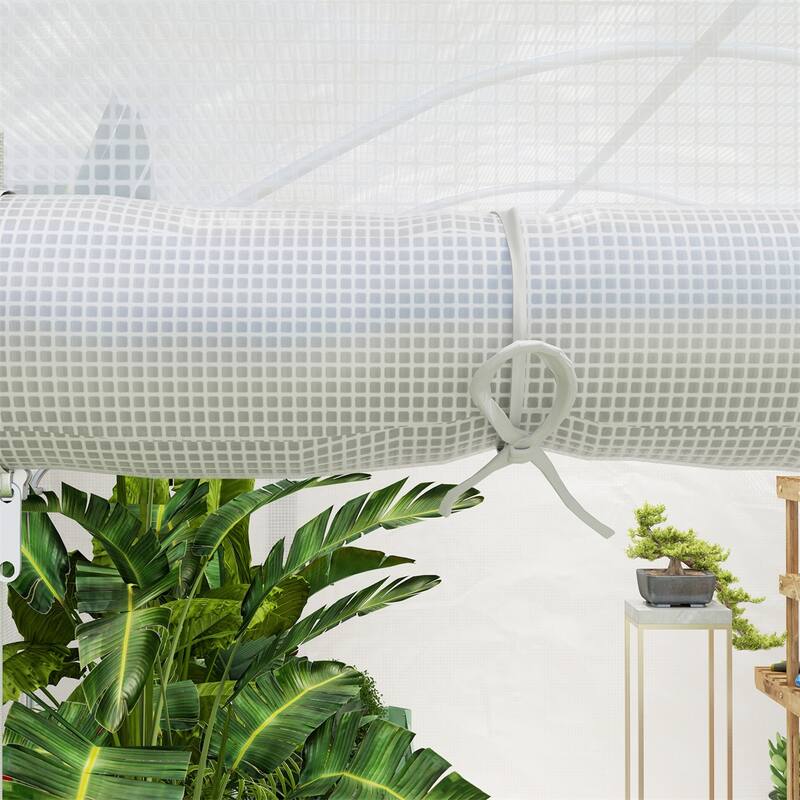 Large White Greenhouse with Heavy Duty Galvanized Steel Frame and UV Resistant PE Cover for Outdoor Gardening