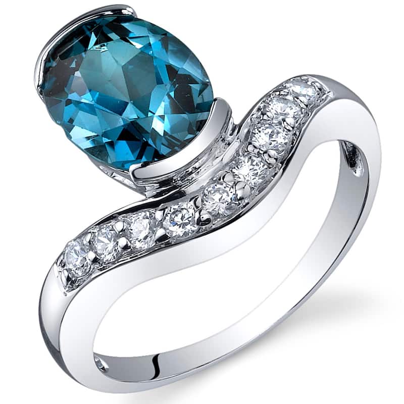 Sterling Silver 2 ct London Blue Topaz Birthstone Ring