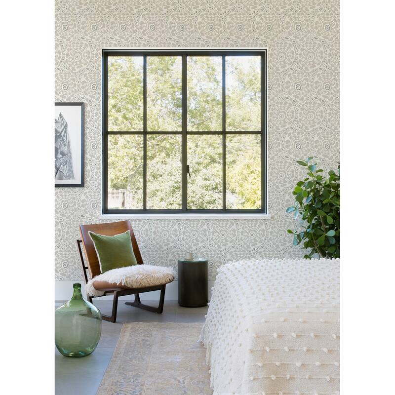 A-Street Prints Divine Grey Abstract Medallion Wallpaper