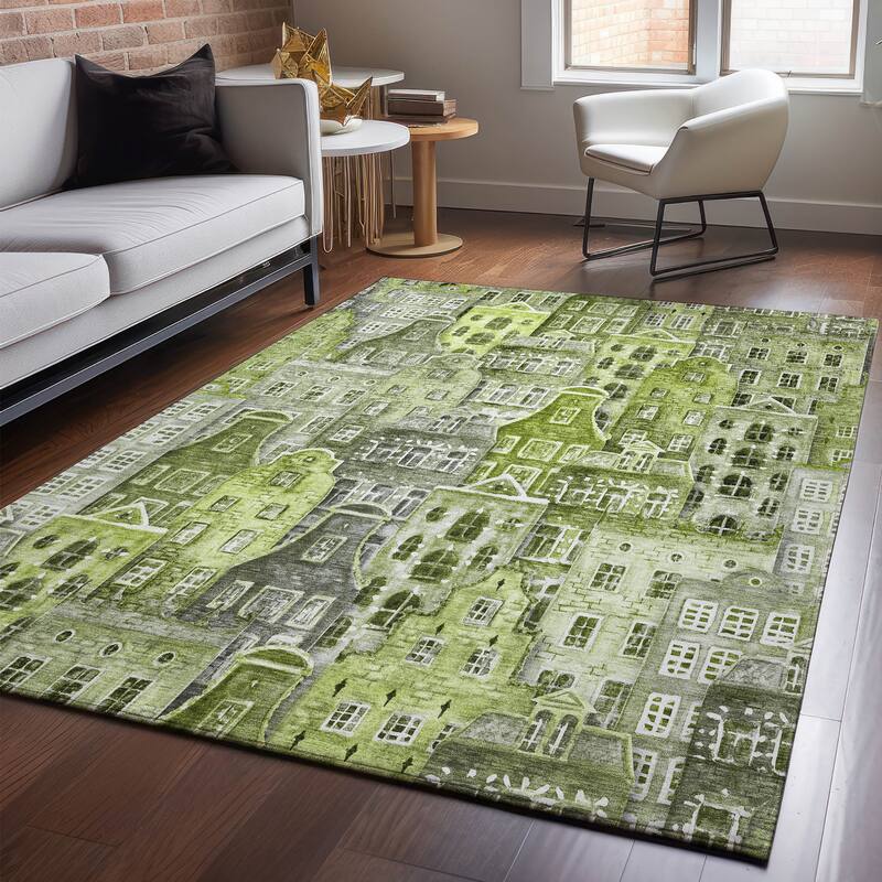 Premium Washable Super Soft Modern Citylife Mayfield Rug - Green - 2' 6" x 3' 10" - Rectangle