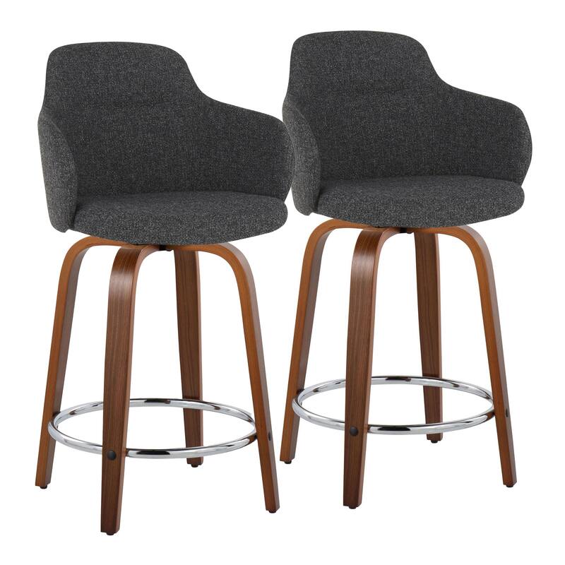 Carson Carrington Iglabo 24" Fixed-Height Counter Stool with Bent Wood Legs and Round Footrest (Set of 2)