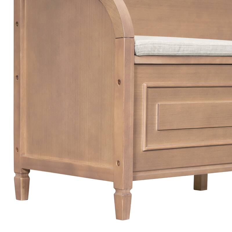 Rustic Style Solid wood Entryway Multifunctional Storage Bench with Safety Hinge