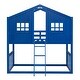 preview thumbnail 3 of 16, Modern & Rustic Style Twin Over Twin Size Solid Wood Frame House Bunk Bed With Ladder and Roof, No Spring Box Needed