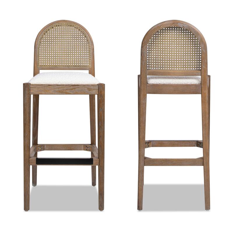 Curved Back Cane Rattan Bar Stool