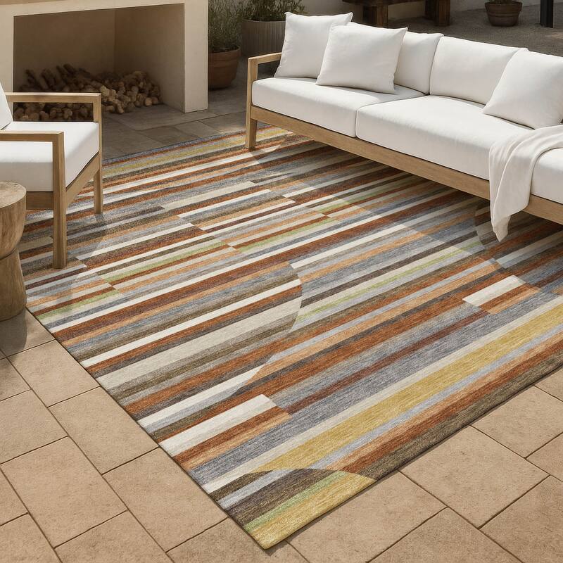 Machine Washable Indoor/ Outdoor Modern Cokedale Chantille Rug - Paprika - 8' x 10'