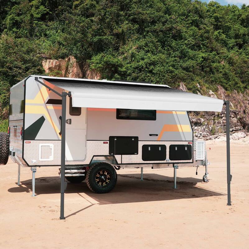 ALEKO Retractable 10 X 8 ft RV Awning or Patio Canopy Black Fade