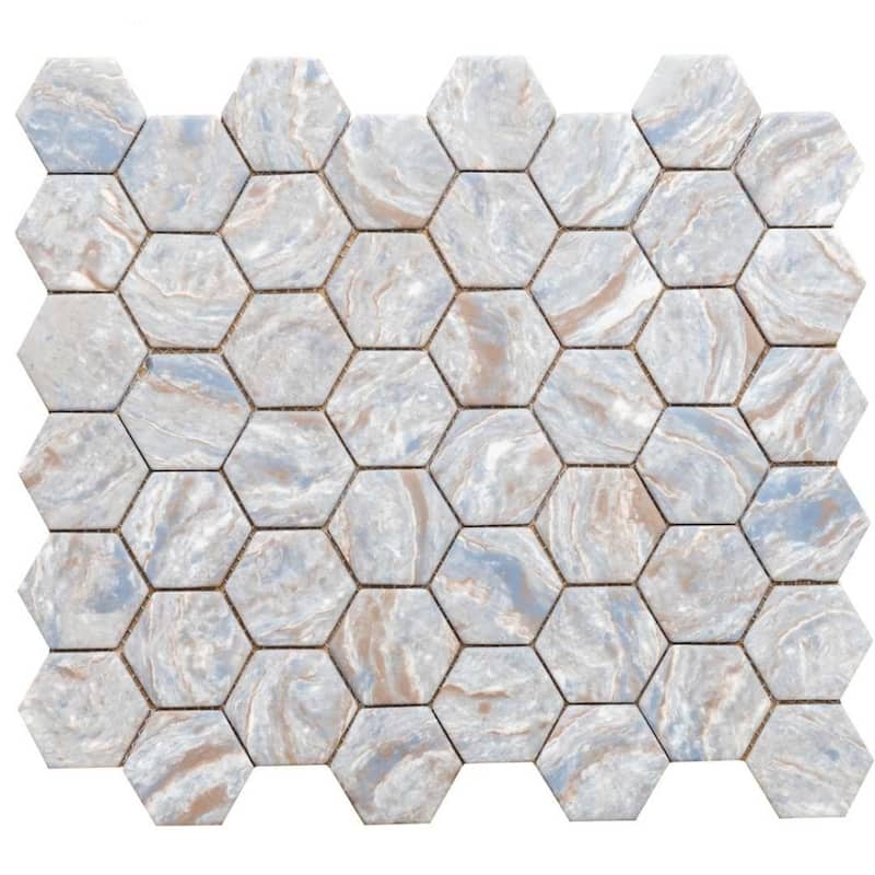 Recycled 1.88x1.88 Ocean Wood Look Glass Mosaic Tile - Wall & Backsplash