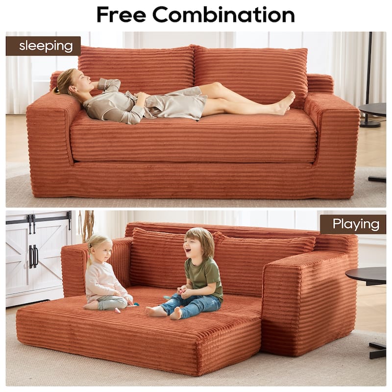 70.87'' W Corduroy Fabric Loveseat Sleeper Sofa with Memory Foam & Steel Frame