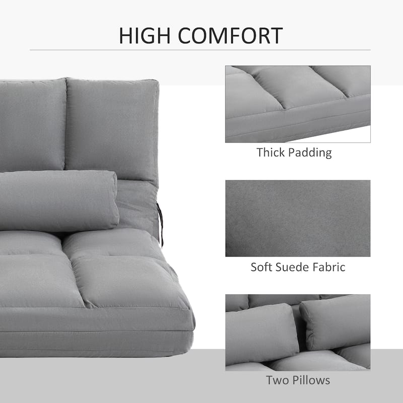 Light Gray 40.3" Folding Loveseat Chaise Lounge Chair