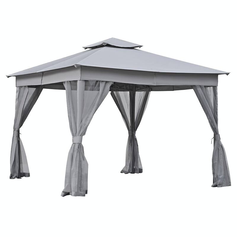 Outdoor Gazebo Tent with Double Roof, Mosquito Netting & Patio Canopy