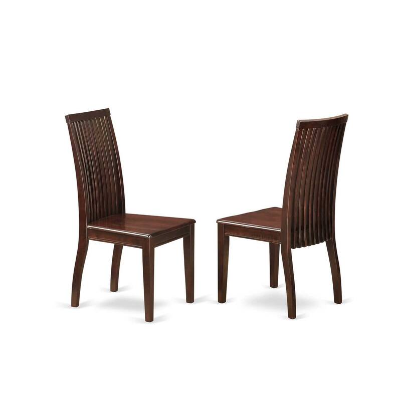 HomeStock 5-Piece Mahogany Finish Solid Wood Top Dining table with 4 Chairs with Slat Back