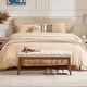 preview thumbnail 15 of 57, Button-Tufted Bench for End of Bed, Entryway Bench Beige/ Black/ Brown Solid Wood, Leather, Fabric 44-inch Beige