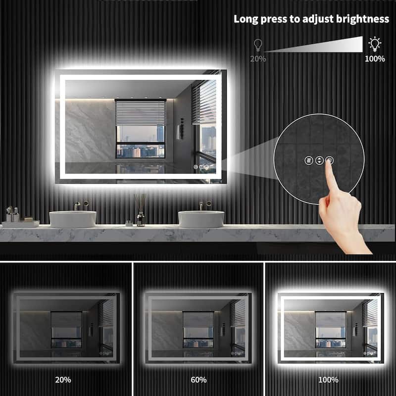 48x32 Inch Frameless LED Bathroom Mirror,Smart Mirror