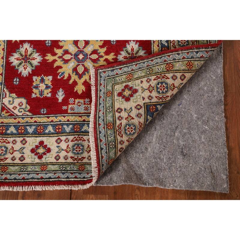 Traditional Kazak Oriental Accent Rug Hand-Knotted Red Wool Carpet - 3'3"x 4'10"