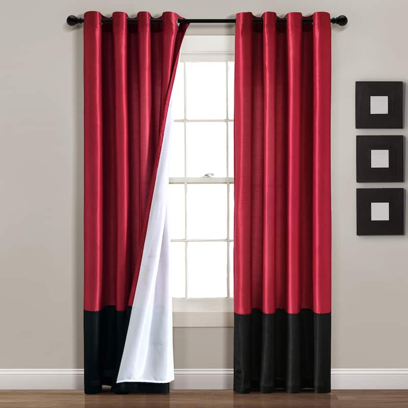 Lush Decor Prima Window Curtain Panel Pair - 84 Inches - Merlot/Black