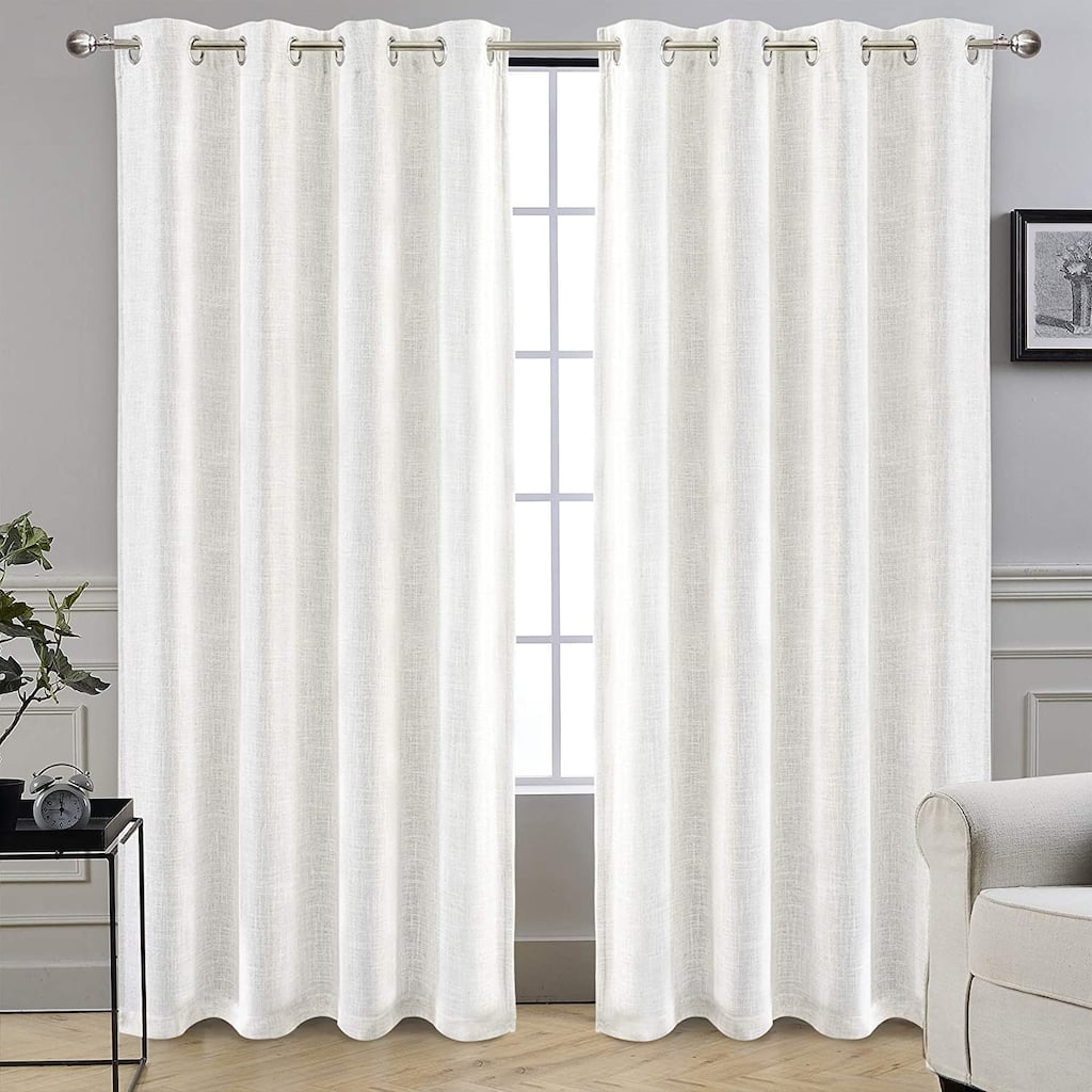 DriftAway Solid Color Linen Blend Lined 100% Blackout Grommet Window Curtains - 52"Width X 84 "Length