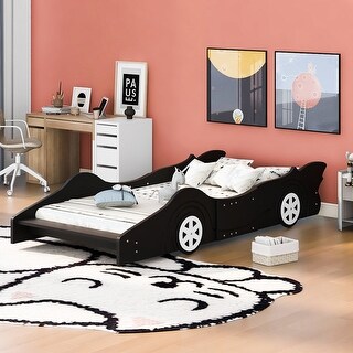 Modern  Race Car-Shaped Platform Bed with Wheels