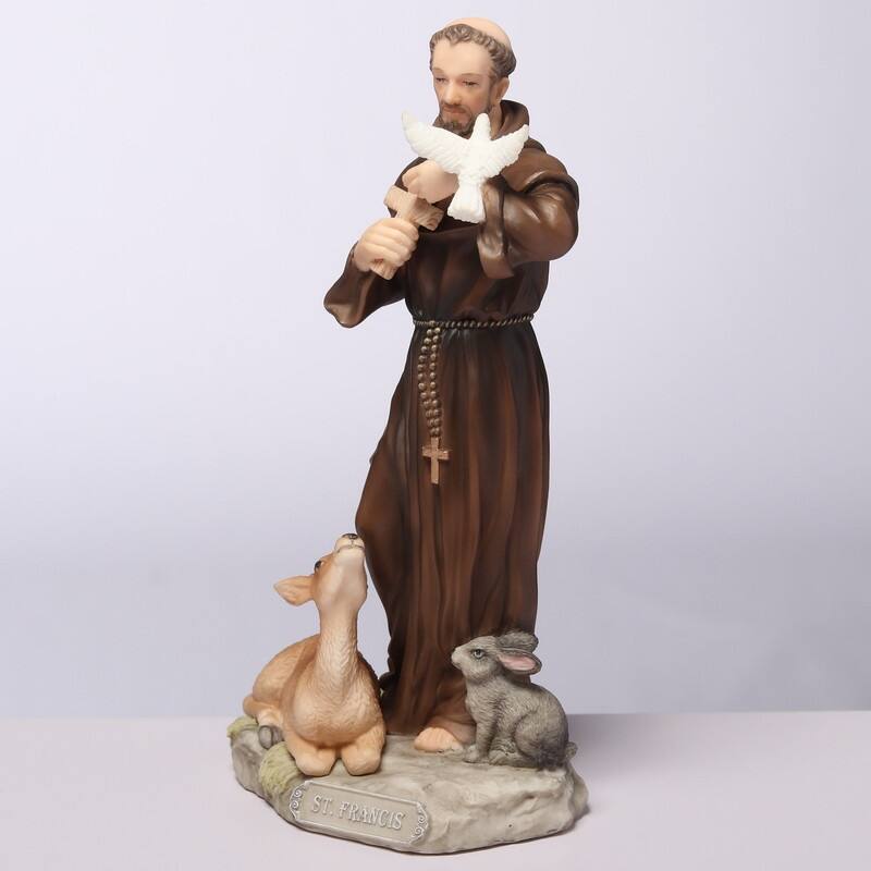 6.1 inches Height Polyresin Saint Francis of Assisi Multicolor Finish Figurine