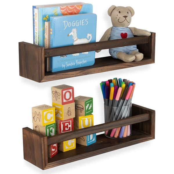 slide 2 of 29, Wallniture Utah Wood Wall Shelves for Book and Toy Storage (Set of 2)