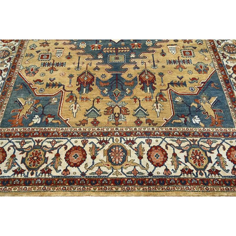 LoomBloom Hand Knotted Traditional Oushak Wool Area Rug, Gold - 7' 9'' x 9' 10''