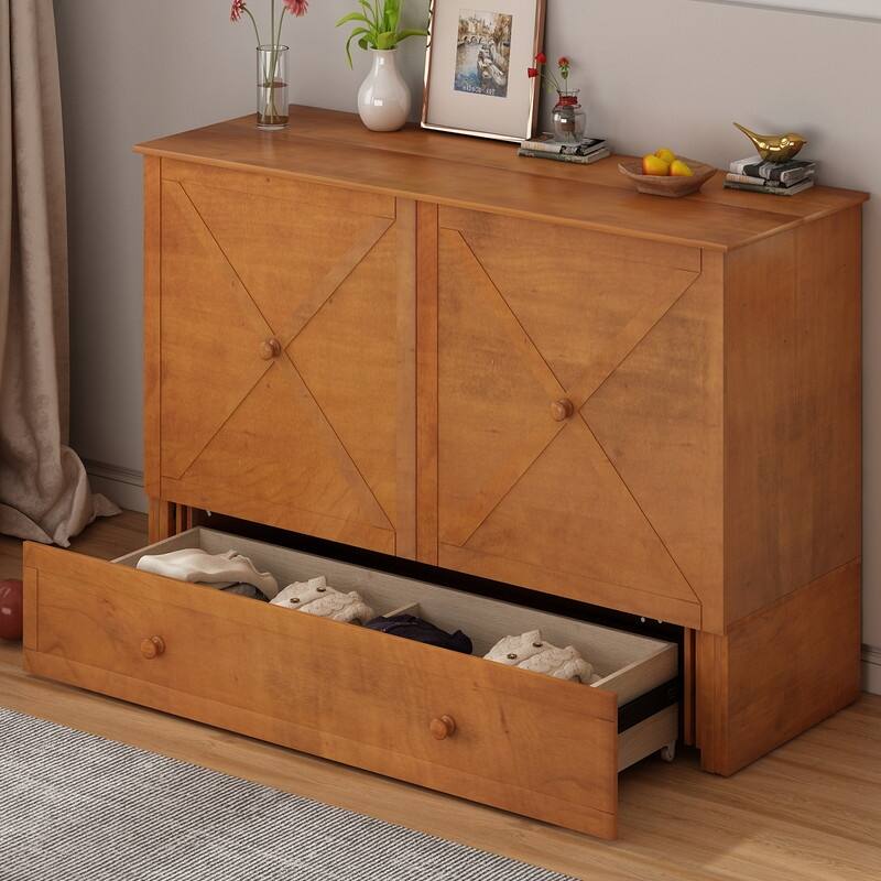 Mixoy Murphy Bed,Cube Cabinet Chest Bed with Charging Station