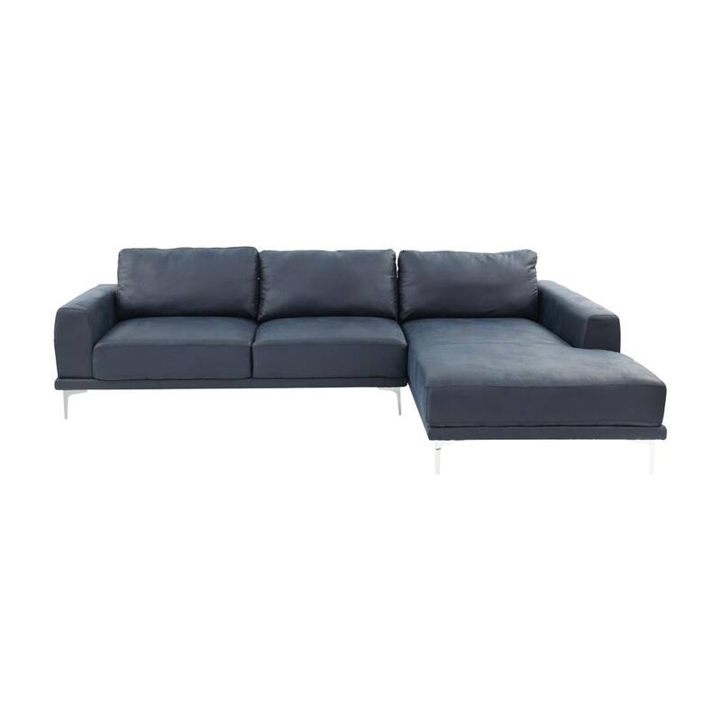 Kemy 2pc L Sectional Sofa Set with LAF Chaise, Ink Blue Faux Leather