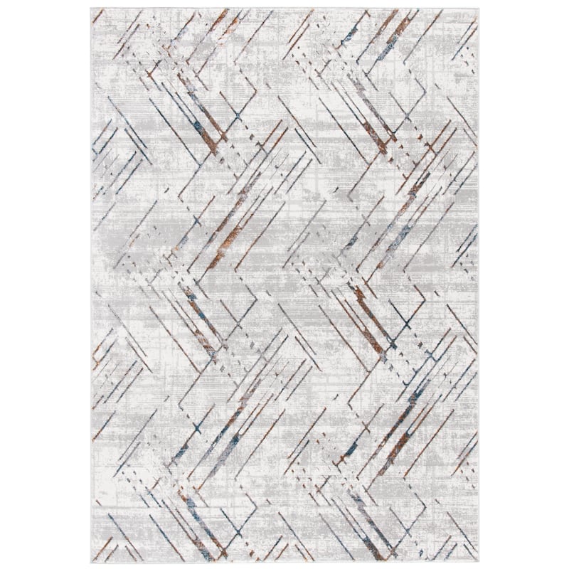 SAFAVIEH Sonoma Annis Modern Abstract Rug - 6'7" Square - Ivory/Grey