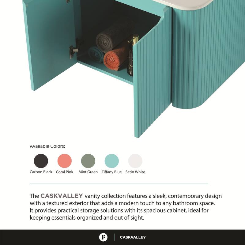Caskvalley Modern Bathroom Vanity with Straight Fluted Design - Sink Included
