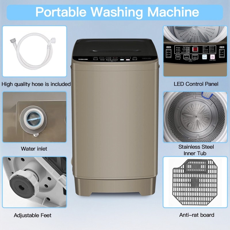Washing Machine Washer Portable Full-Automatic Washer w/ Drain Pump & Dryer  Home