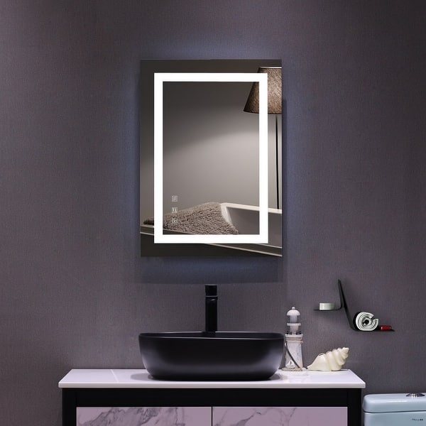 Shop Black Friday Deals On Zimtown Square Touch Led Bathroom Mirror Tricolor Dimming Lights Overstock 31991932