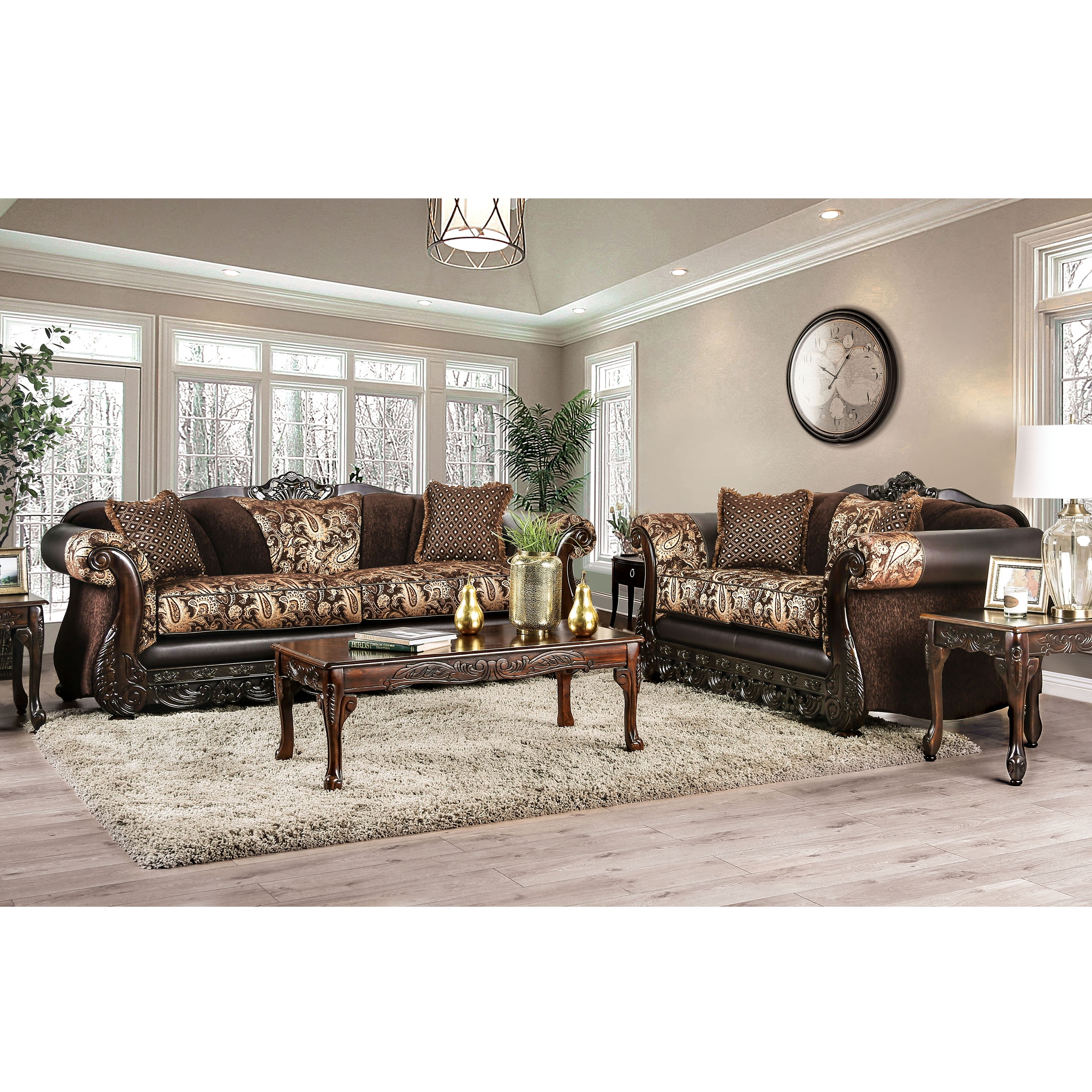 Gracewood Hollow Dayaram Traditional Brown 2-piece Living Room Set