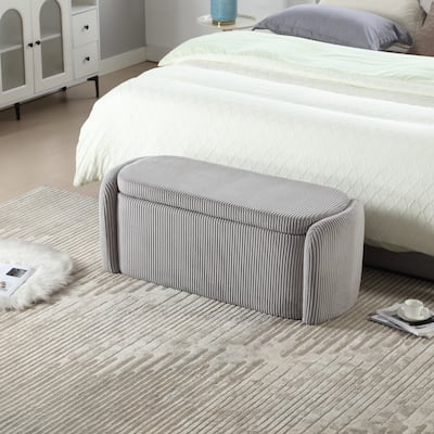 House Hold Storage Ottoman,Bedroom End Bench,Upholstered Fabric Storage Ottoman with Safety Hinge