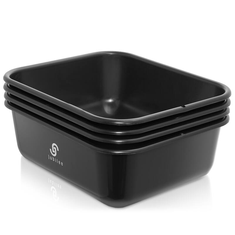 4Pk Commercial Bus Box Utility Tub Plastic Storage Dish Bin 11L - Black - 11 L
