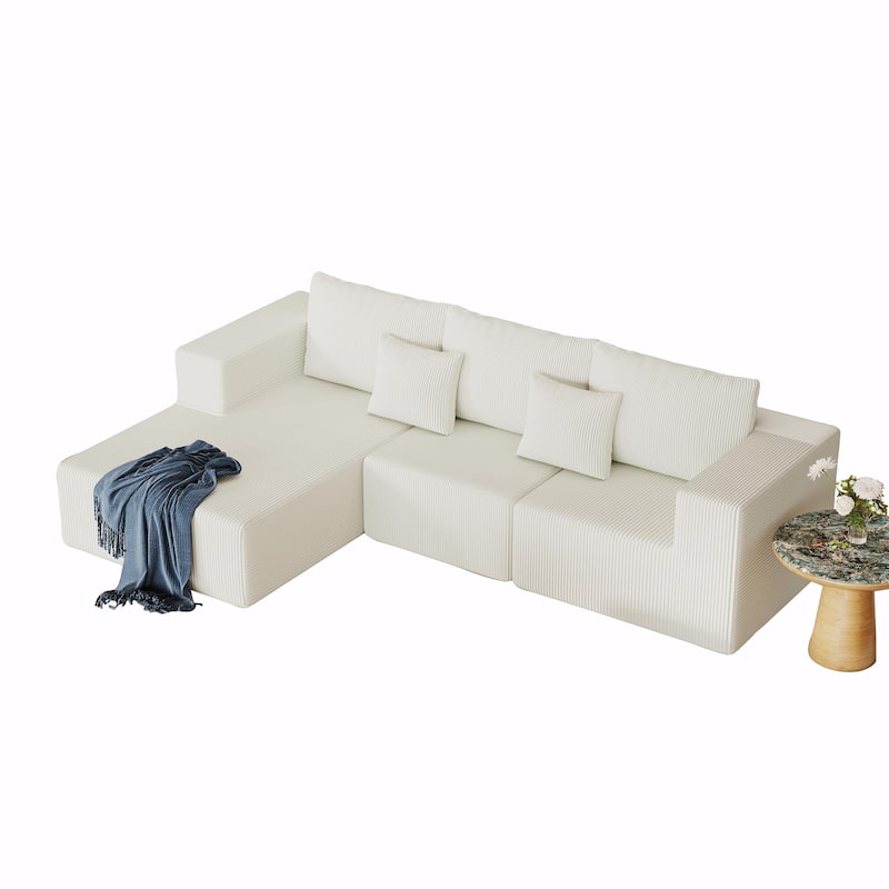 108.3" Sectional Foam Couch, L-Shape Sofa with Chaise Lounge, Modular Cloud Sofa