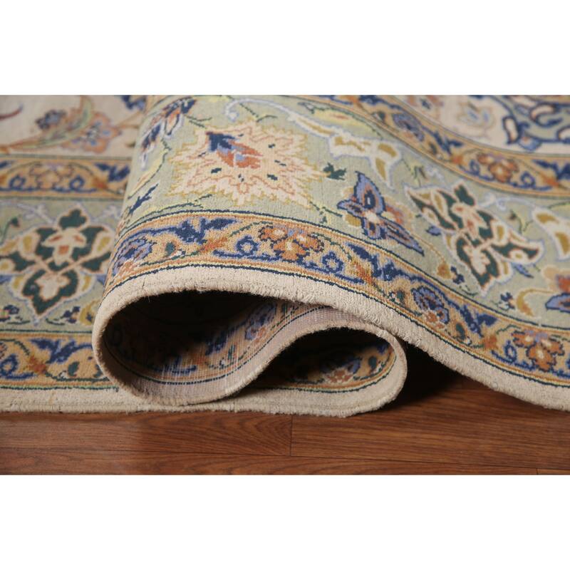 Hand Knotted Oriental 100% Wool Carpet Traditional Floral Beige & Ivories Najafabad Area Rug - 10' 9'' X 8' 2''