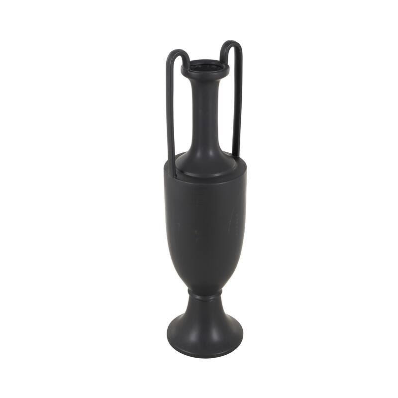 Ceramic Fluted Urn Shaped Vase with Arch Handles - Black or White - Roche River Decor
