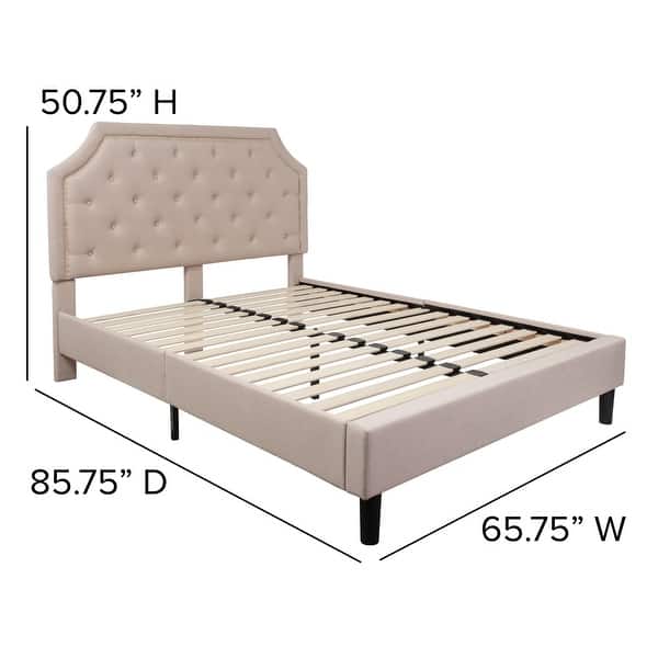 dimension image slide 18 of 20, Tufted Platform Bed with 10 Inch Pocket Spring Mattress