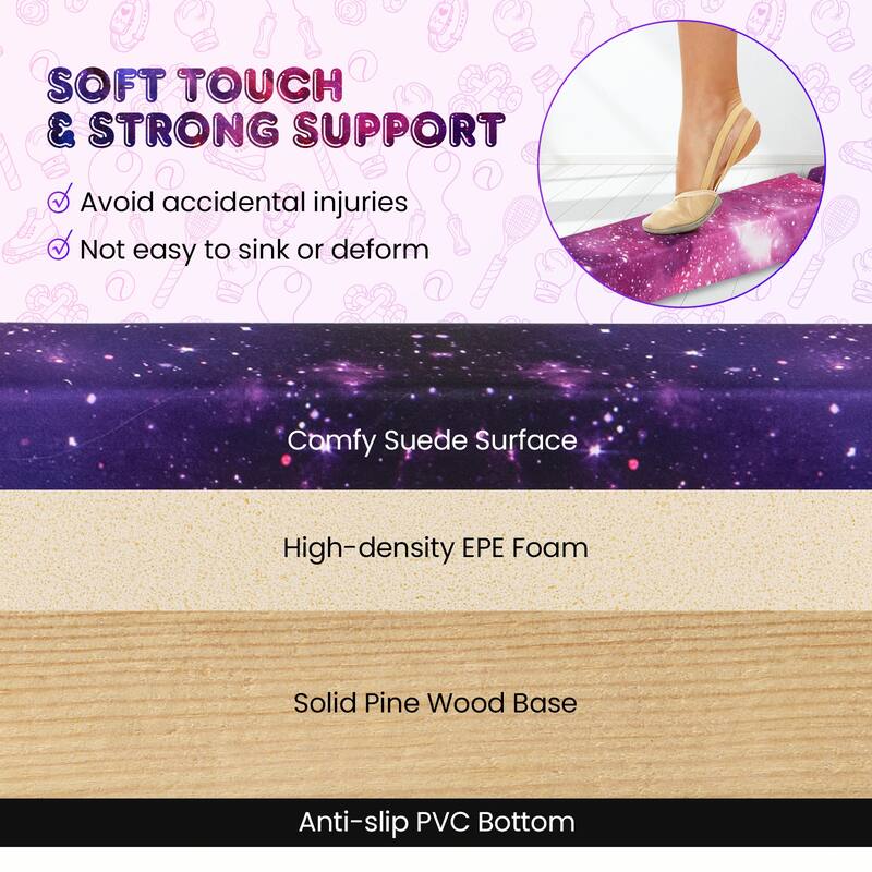 Gymax 9 FT Folding Balance Beam w/ Solid Wood Base & Anti-slip Bottom