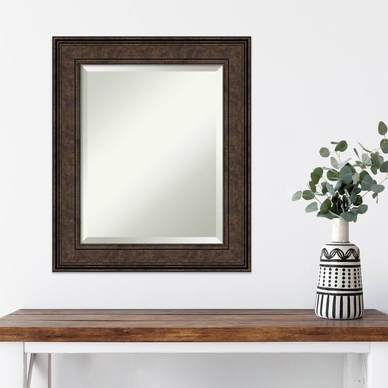 Beveled Wall Mirror - Ridge Black Frame