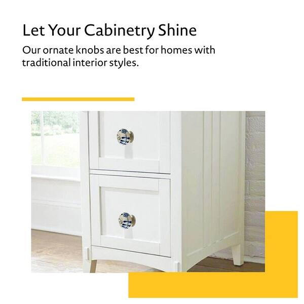 Mascot Hardware Flowered Elegant Blue and Cream Cabinet Knob - Bed Bath &  Beyond - 37721175