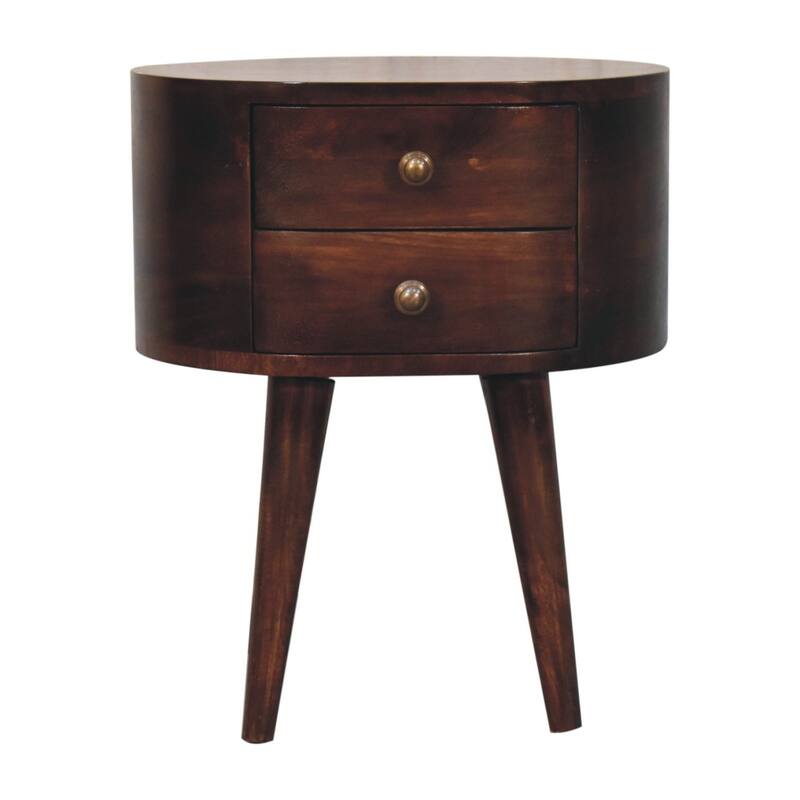 Artisan Furniture Solid Wood California Walnut Rounded Bedside Table, 2 drawer