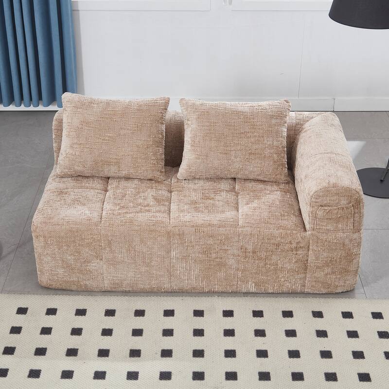 Chenille Loveseat Sofa Upholstered Deep Seat Sofa, Lounge Couch Corner Sofa Minimalist Modular Couches for Apartment